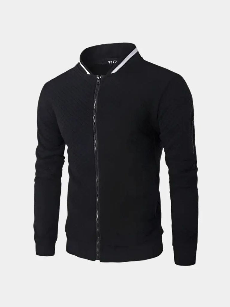 Textured Casual Bomber Jacket - Nordwr