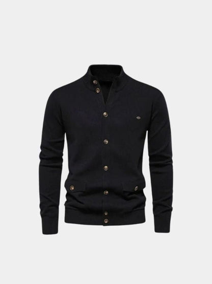 Knitted Stand Collar Cotton Cardigan - Nordwr