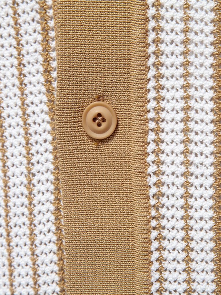 Striped Knit Polo Shirt - Nordwr
