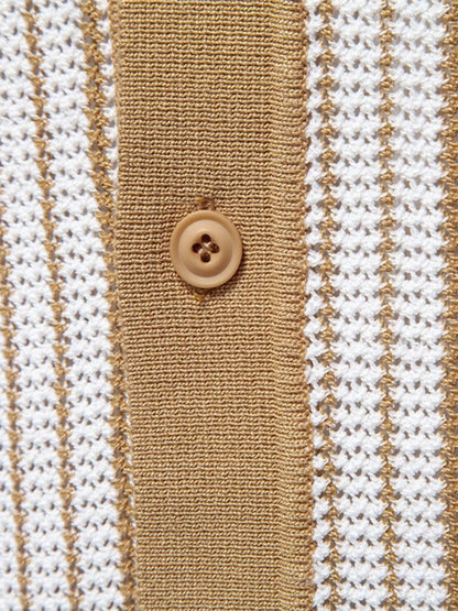 Striped Knit Polo Shirt - Nordwr