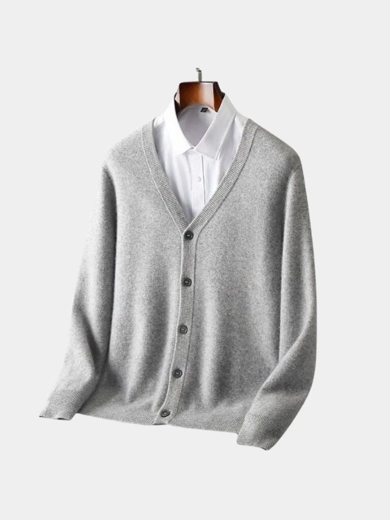 100% Merino Wool V Neck Knitwear Cardigan Sweater - Nordwr