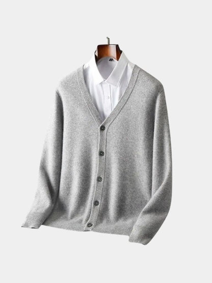 100% Merino Wool V Neck Knitwear Cardigan Sweater - Nordwr