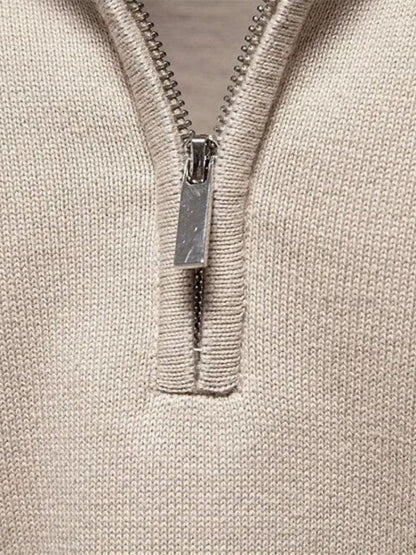 Half Zip Knitwear Solid Color Cardigan Sweater - Nordwr