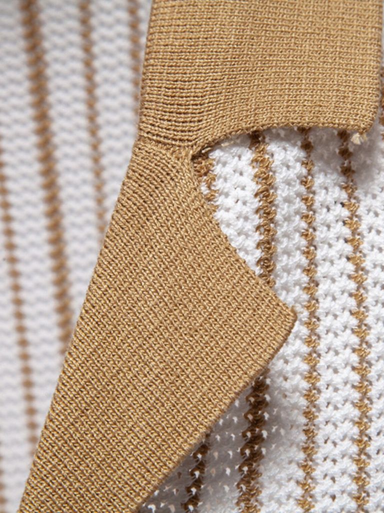 Striped Knit Polo Shirt - Nordwr