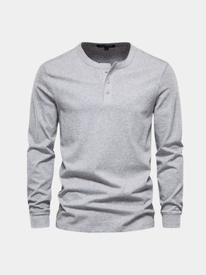 Minimalist Henry Neck Long Sleeve T-Shirt - Nordwr