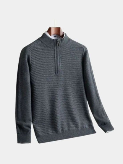 Stripe Quarter Zip Wool Sweater - Nordwr
