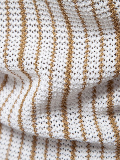Striped Knit Polo Shirt - Nordwr