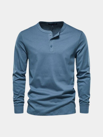Minimalist Henry Neck Long Sleeve T-Shirt - Nordwr
