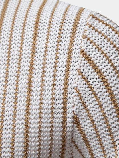 Striped Knit Polo Shirt - Nordwr