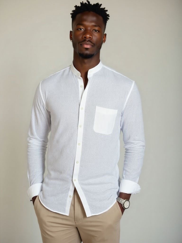 Mandarin Colar Linen Shirt - Nordwr