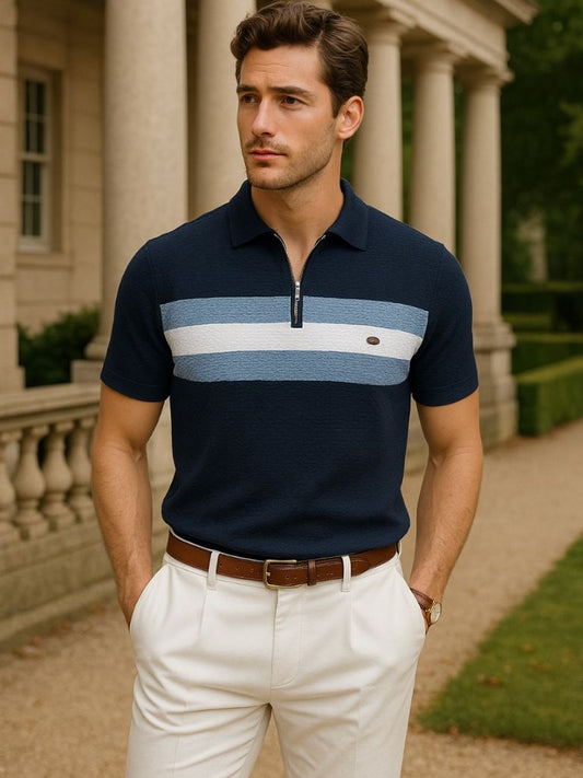 Classic Fit Quarter Zip Business Casual Short Sleeves Polo - Nordwr