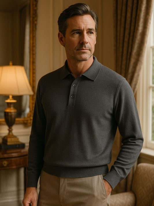 Wool Knit Button Up Polo Pullover - Nordwr