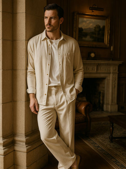Casual Solid Corduroy Shirt - Nordwr