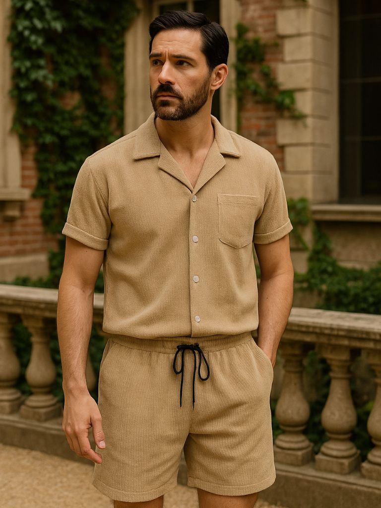 Minimalist Corduroy Set Shorts and Shirt - Nordwr