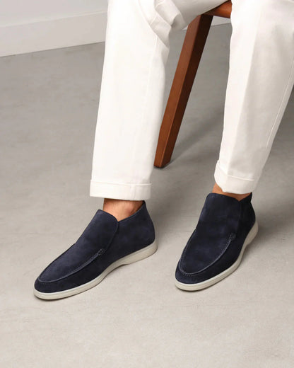 The Lexington – Mid-Cut Suede Loafer in Deep Navy | Nordwr
