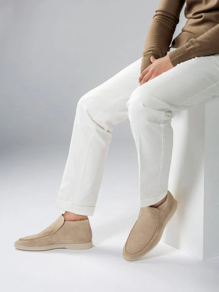 The Lexington – Mid-Cut Suede Loafer in Sand Beige | Nordwr