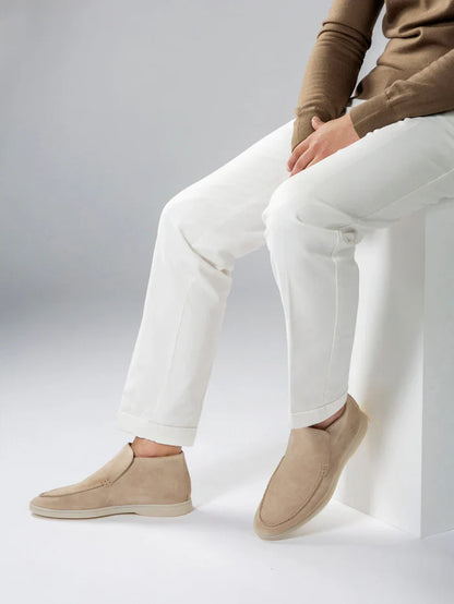 The Lexington – Mid-Cut Suede Loafer in Sand Beige | Nordwr